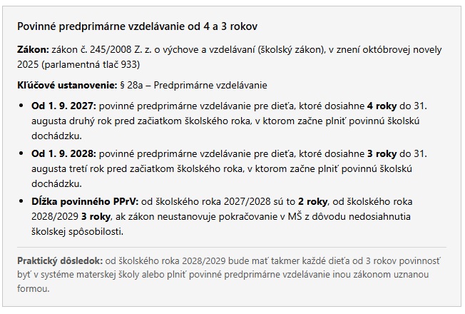 Povinné predprimárne vzdelávanie 
